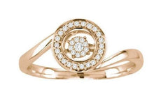 .12CT DIAMOND 14K ROSE GOLD CIRCULAR ROUND CLUSTER SWIRL LOVE KNOT FLOATING RING