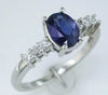 ESTATE 1.64CT DIAMOND & AAA SAPPHIRE 14K WHITE GOLD OVAL & ROUND ENGAGEMENT RING