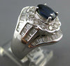 LARGE 3.63CT DIAMOND & AAA SAPPHIRE 14KT WHITE GOLD OVAL FLOWER ENGAGEMENT RING