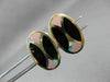 ANTIQUE LARGE 14KT YELLOW GOLD OVAL BLACK & PINK ENAMEL CUFF LINKS #21207