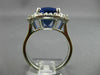 ESTATE LARGE 6.72CT DIAMOND & AAA SAPPHIRE PLATINUM CUSHION HALO ENGAGEMENT RING