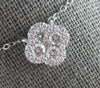 ESTATE .58CT DIAMOND 14KT WHITE GOLD 3D CLASSIC FLOWER LOVE NECKLACE