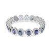 23.29CT DIAMOND & AAA SAPPHIRE 18K WHITE GOLD OVAL &ROUND FLOWER TENNIS BRACELET