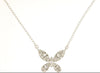 ESTATE .15CT DIAMOND 14K WHITE GOLD 3D ROUND & BAGUETTE BUTTERFLY LOVE NECKLACE