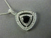 ESTATE LARGE 1.15CT DIAMOND & AAA SAPPHIRE 14K WHITE GOLD 3D DOUBLE HALO PENDANT