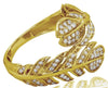 ESTATE .33CT DIAMOND 14K YELLOW GOLD 3D MULTI LEAF CRISS CROSS FILIGREE FUN RING
