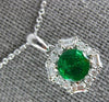 ESTATE 1.11CT DIAMOND & AAA EMERALD 18KT WHITE GOLD 3D ROUND & BAGUETTE PENDANT