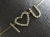 ESTATE .34CT DIAMOND 14KT YELLOW GOLD 3D CLASSIC I LOVE YOU HEART LOVE NECKLACE