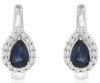 1.31CT DIAMOND & AAA SAPPHIRE 14KT WHITE GOLD PEAR SHAPE & ROUND HUGGIE EARRINGS