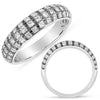 WIDE .78CT DIAMOND 14K WHITE GOLD 3D CLASSIC PRINCESS THREE ROW ANNIVERSARY RING