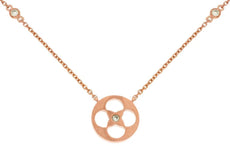 .06CT DIAMOND 14KT ROSE GOLD 3D ROUND STAR FLORAL BY THE YARD LOVE NECKLACE