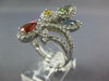 EXTRA LARGE 2.1CT DIAMOND & AAA MULTI COLOR SAPPHIRE 18K YELLOW GOLD FLOWER RING