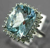 ESTATE 4.05CT DIAMOND & AAA AQUAMARINE 14KT WHITE GOLD 3D SQUARE ENGAGEMENT RING