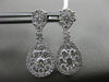 ESTATE 1.74CT DIAMOND 18K WHITE GOLD 3D PEAR SHAPE CLUSTER HALO HANGING EARRINGS