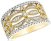 WIDE .55CT DIAMOND 14KT YELLOW GOLD MULTI ROW FILIGREE MILGRAIN ANNIVERSARY RING