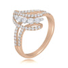 ESTATE .66CT DIAMOND 18KT WHITE & ROSE GOLD 3D CRISS CROSS HEART SHAPE LOVE RING