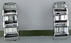 .74CT DIAMOND 14KT WHITE GOLD 3D BAGUETTE MULTI ROW RECTANGULAR HANGING EARRINGS