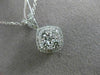 ESTATE .65CT DIAMOND 18KT WHITE GOLD SQUARE CLUSTER HALO FLOATING PENDANT CHAIN