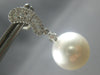 LARGE .6CT DIAMOND & AAA SOUTH SEA PEARL 18K WHITE GOLD JOURNEY HANGING EARRINGS