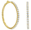 LARGE 4.11CT DIAMOND 14KT YELLOW GOLD 3D CLASSIC 4 PRONG HOOP HANGING EARRINGS