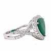 4.26CT DIAMOND & AAA EMERALD 18K WHITE GOLD 3D TRILLION & ROUND HEART SHAPE RING