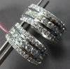 1.61CT DIAMOND 18KT WHITE GOLD 3D 3 ROW MULTI HEART HUGGIE HOOP HANGING EARRINGS