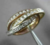 ESTATE WIDE 3CT DIAMOND 14K WHITE YELLOW & ROSE GOLD TRINITY ETERNITY RING #2939