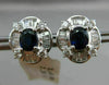 ESTATE 3.03CT DIAMOND & SAPPHIRE 18KT WHITE GOLD 3D HALO BALLERINA POST EARRINGS