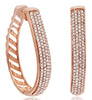 .56CT DIAMOND 14KT ROSE GOLD 3D ROUND MULTI ROW PAVE OVAL HOOP HANGING EARRINGS