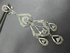 LONG .83CT DIAMOND 18K WHITE GOLD 3D OPEN FILIGREE TEAR DROP CHANDELIER EARRINGS