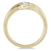 ESTATE 0.5CT DIAMOND 14KT YELLOW GOLD ROUND 2 STONE CRISS CROSS BEZEL LOVE RING