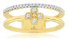 ESTATE .20CT DIAMOND 14KT YELLOW GOLD 3D ROUND BEZEL DOUBLE BAND FLOWER FUN RING