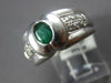 WIDE .55CT DIAMOND & AAA EMERALD 18KT WHITE GOLD 3D OVAL BEZEL MENS PINKY RING
