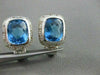 ESTATE LARGE 14.4CT EXTRA FACET BLUE TOPAZ & DIAMONDS 14KT W GOLD EARRINGS 21801