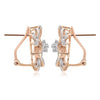 LARGE .95CT DIAMOND 14KT WHITE & ROSE GOLD FLOWER FUN CLIP ON HANGING EARRINGS