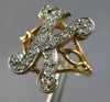 ESTATE LARGE .25CT DIAMOND 14KT WHITE & YELLOW GOLD K INITIAL DOUBLE PLATE RING