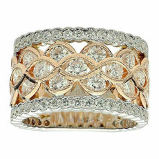 WIDE 1.95CT DIAMOND 18KT WHITE & ROSE GOLD MULTI ROW ETERNITY ANNIVERSARY RING