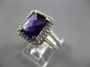 LARGE 4.95CT DIAMOND & AAA AMETHYST 14KT WHITE GOLD SQUARE HALO ENGAGEMENT RING