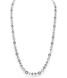 10.14CT DIAMOND & AAA ONYX 18KT WHITE GOLD ROUND & BAGUETTE FLOWER LOVE NECKLACE