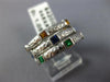 ESTATE WIDE 1.05CT AAA MULTI GEM 18KT WHITE GOLD 3D HAMMERED TRINITY RING #1650