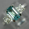 1.72CT DIAMOND & AAA AQUAMARINE 14K WHITE GOLD 3D 3 STONE ENGAGEMENT RING #26564