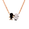 ESTATE .16CT DIAMOND 18K WHITE & ROSE GOLD 3D MALE AND FEMALE BABY FUN NECKLACE