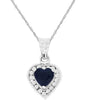 ESTATE .75CT DIAMOND & SAPPHIRE 14KT WHITE GOLD ROUND & HEART SHAPE HALO PENDANT