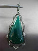 ANTIQUE MASSIVE 36.20CT DIAMOND & GREEN AGATE 14K BLACK GOLD 3D HANGING EARRINGS