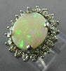 ANTIQUE LARGE 3.66CT OLD MINE DIAMOND & AAA OPAL 14KT WHITE GOLD OVAL HALO RING