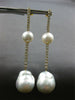 EXTRA LARGE 1.7CT DIAMOND & AAA SOUTH SEA PEARL 18K YELLOW GOLD HANGING EARRINGS