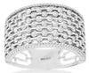 LARGE 1.0CT DIAMOND 14KT WHITE GOLD 3D ETOILE MULTI ROW WEDDING ANNIVERSARY RING