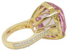 LARGE 42.48CT DIAMOND & AAA KUNZITE 18KT YELLOW GOLD CUSHION & EMERALD CUT RING