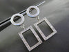 ESTATE .46CT DIAMOND 14KT WHITE GOLD 3D CIRCLE & RECTANGULAR HANGING EARRINGS