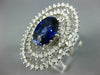 ESTATE EXTRA LARGE 5.45CT DIAMOND & AAA SAPPHIRE 14KT WHITE GOLD OVAL RING #2383